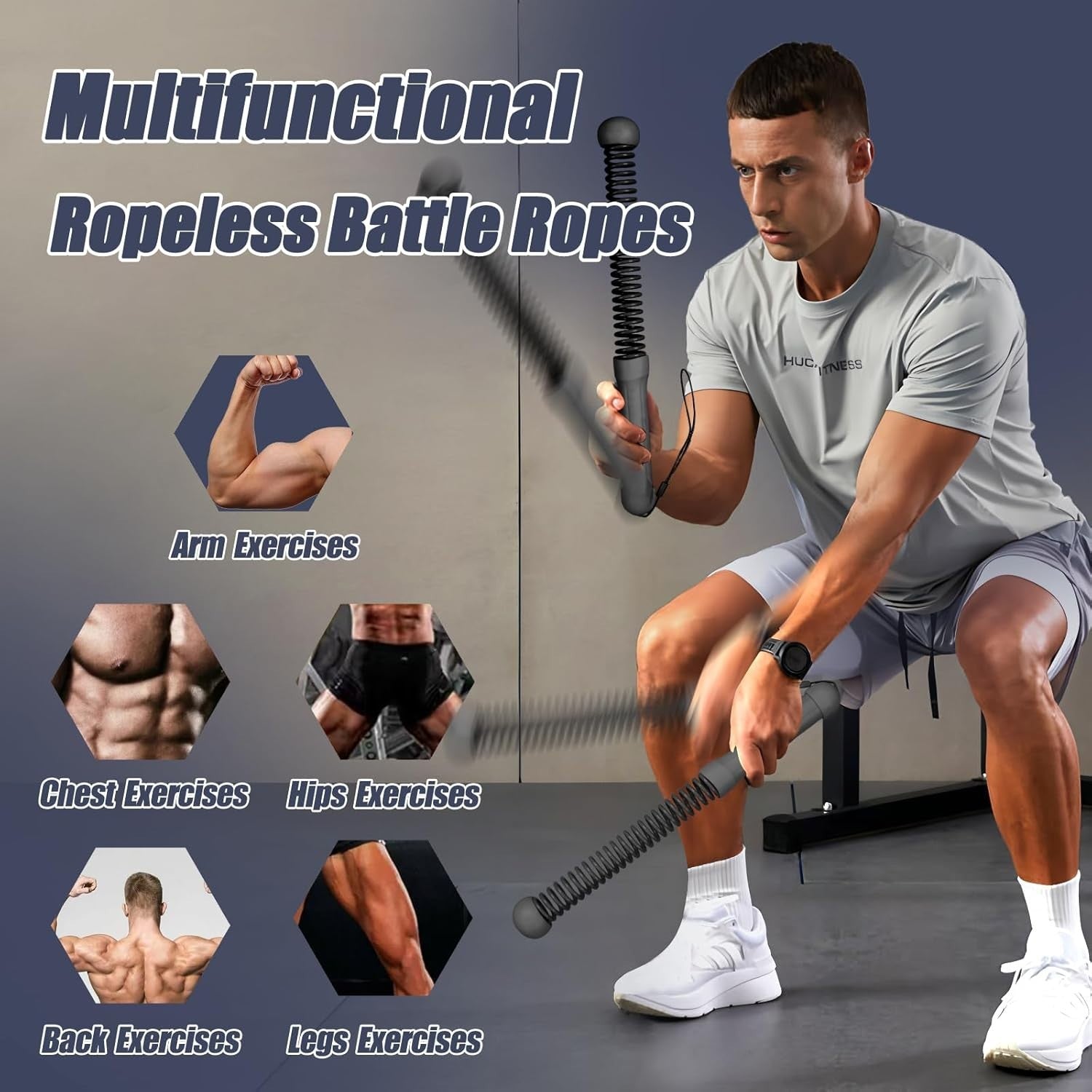 Upgrade 2nd Generation Weighted Ropeless Battle Ropes for Home Gym | Portable Co