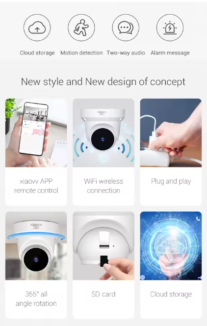 XIAOVV Q1 Smart IP Camera 1080P HD Wifi Baby Monitor Night Vision Home Smart Sec