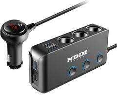 NDDI 120W Car Charger, Cigarette Lighter Splitter USB Car Adapter with QC 3.0 Qu