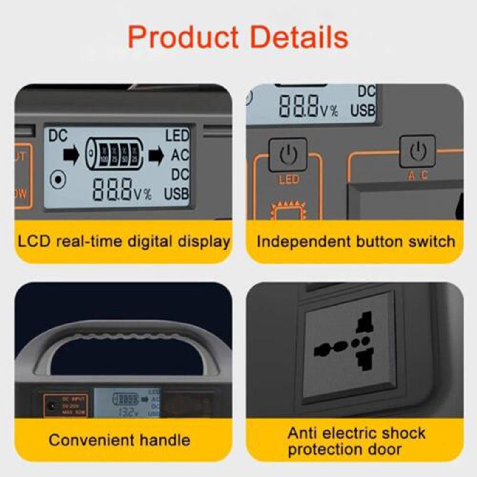 100W 220V Portable Power Station Outdoor Solar Generator Emergency Power Supply